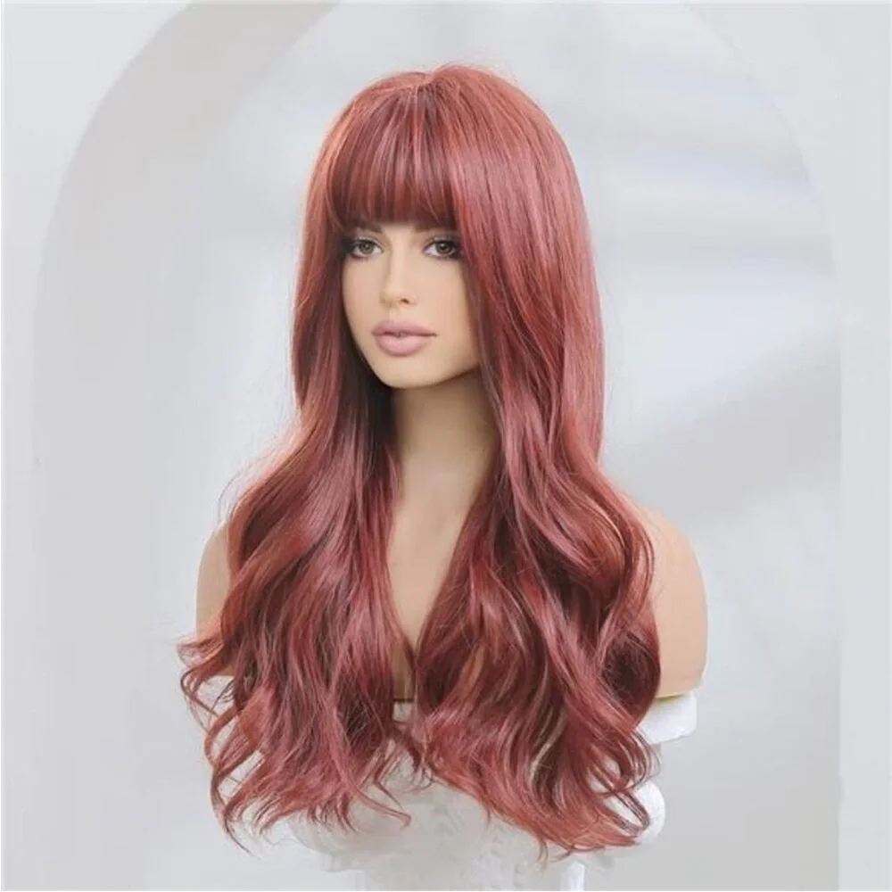 Womens Wigs with Bangs, FULL CAP Burgundy Red NEW